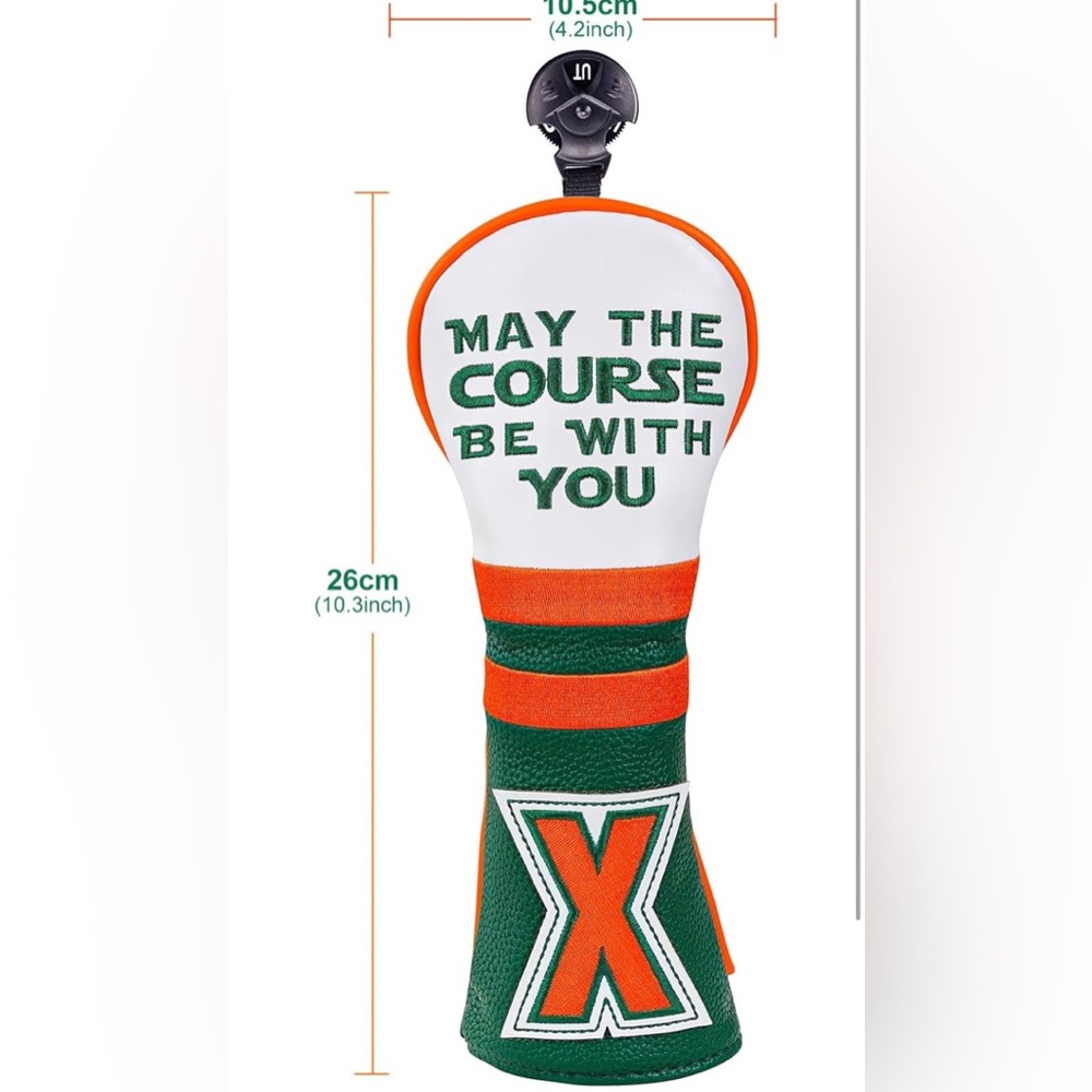 Golf Club Cover “May The Course Be With You” Premium Leather  Big Teeth New - Picture 9 of 9